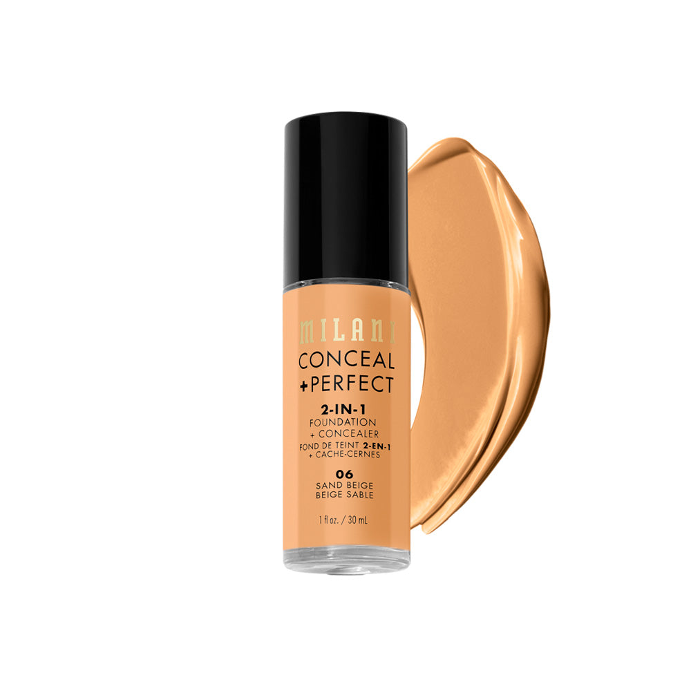 Base líquida Milani 2 en 1 cobertura total 06 sand beige Imagen principal del producto