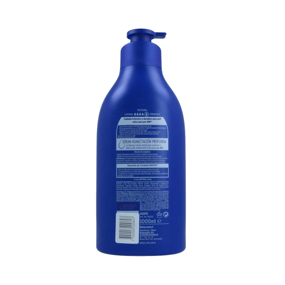 Crema Corporal Nivea Milk Nutritiva Extra Seca 1000ml Imagen secundaria del producto