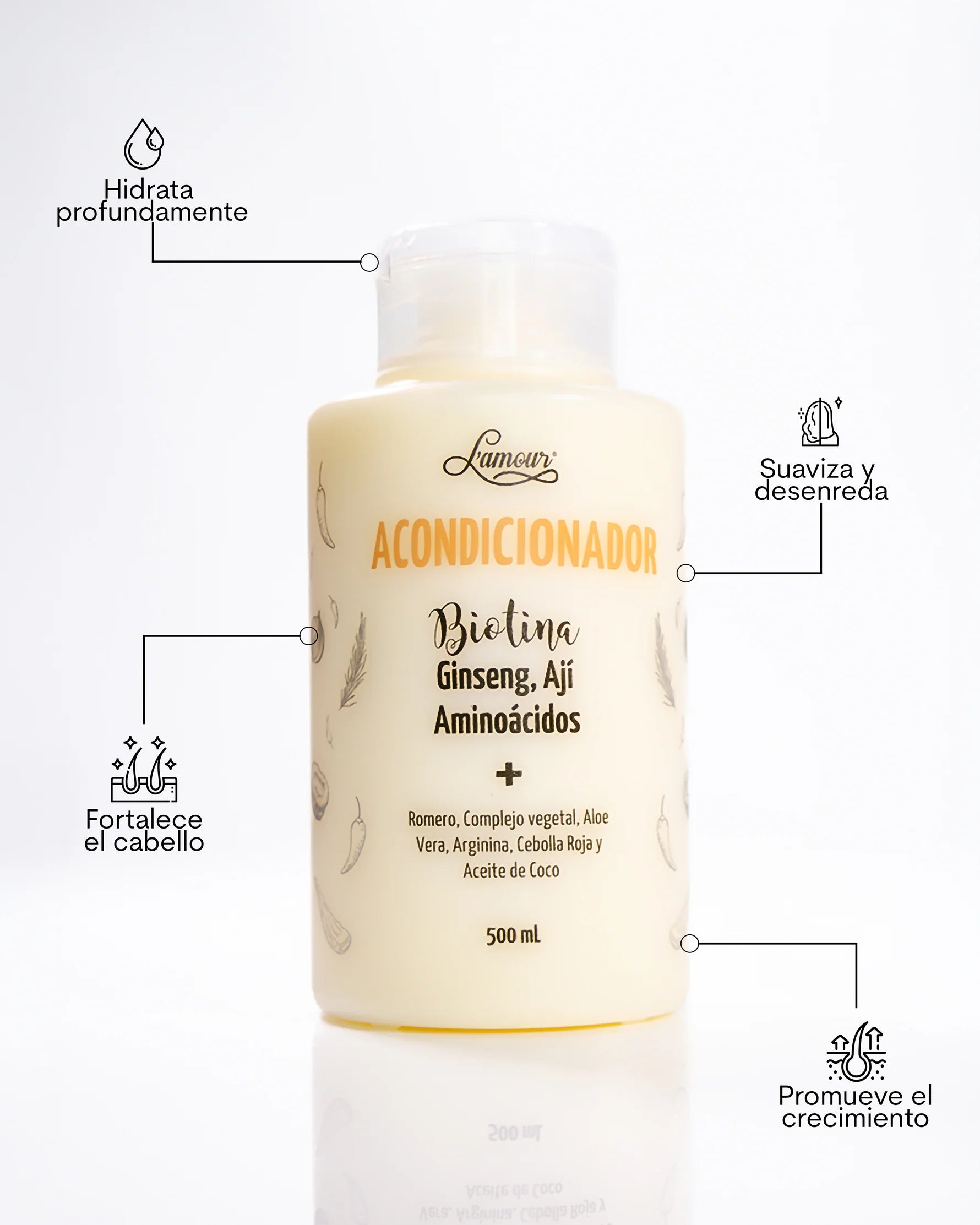 Acondicionador Lamour Biotina Fuerza Antifrizz 500ml Imagen secundaria del producto