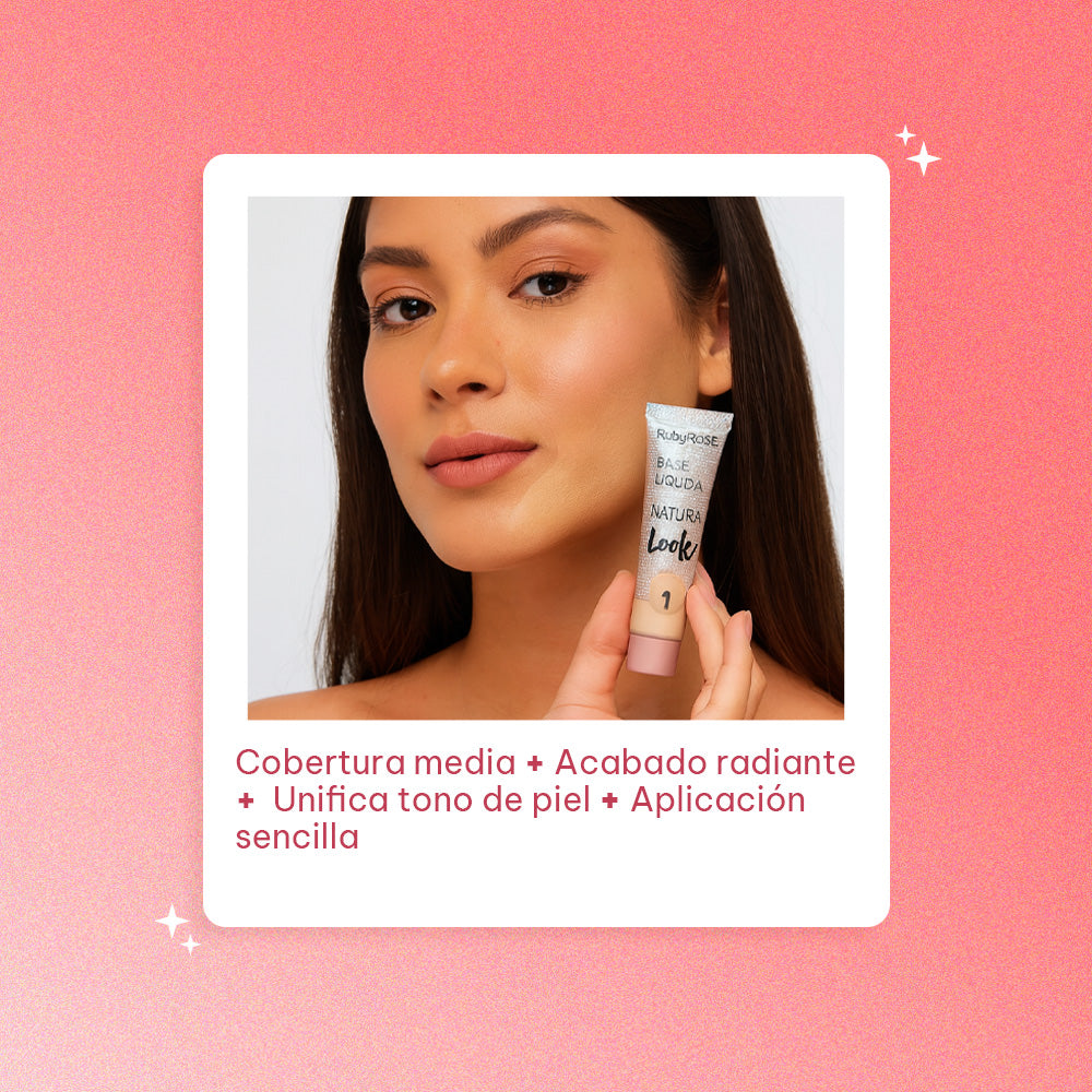 Base Liquida Ruby Rose Natural Look Acabado Radiante 29ml beige 6 Imagen secundaria del producto