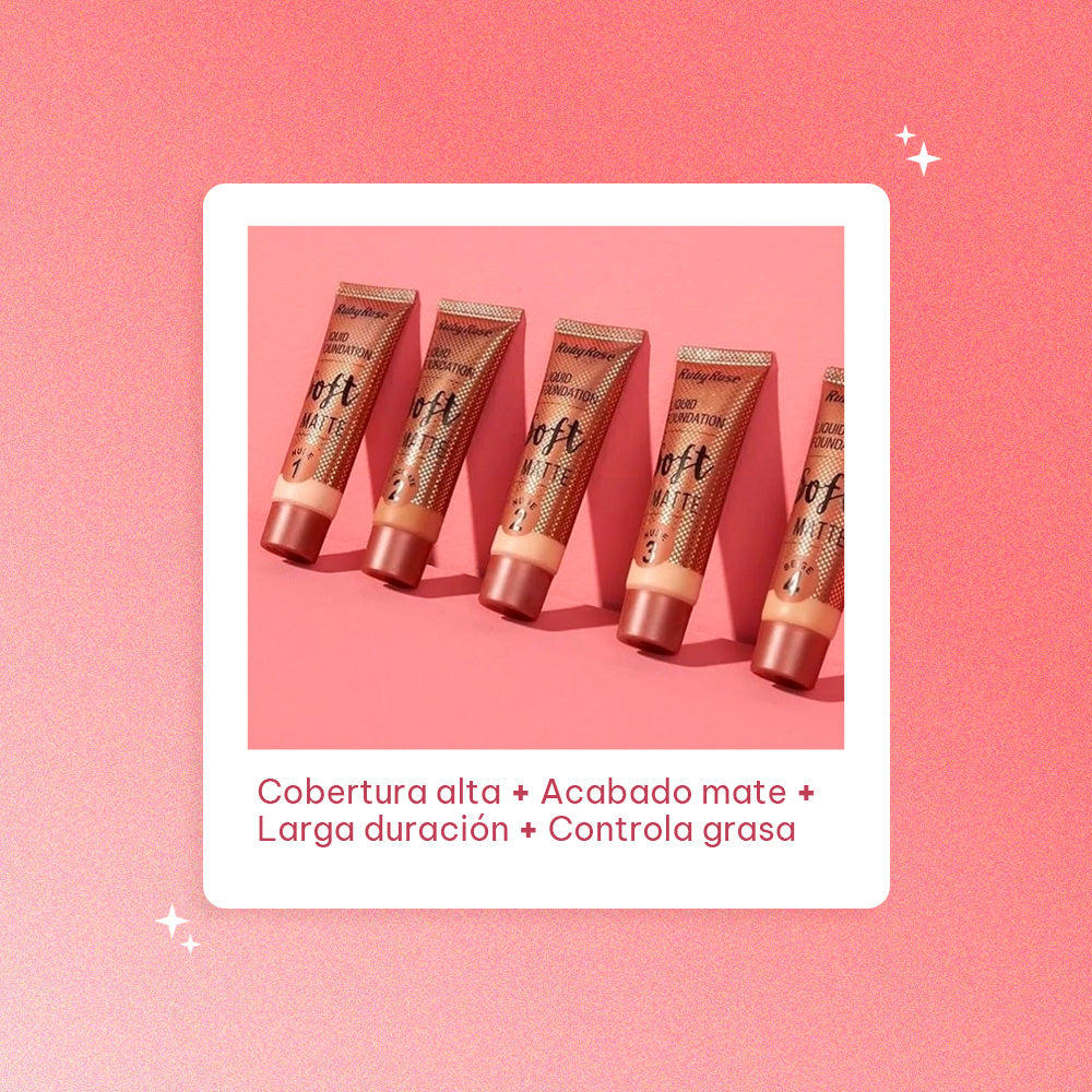 Base Liquida Ruby Rose Soft Matte Control Grasa 29ml beige 2 Imagen secundaria del producto