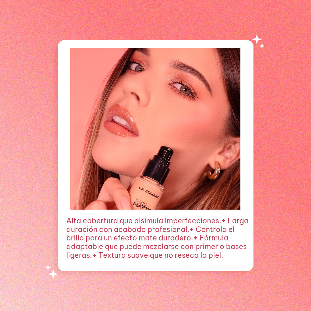 Base líquida L.A. Colors mate de larga duración natural Imagen secundaria del producto