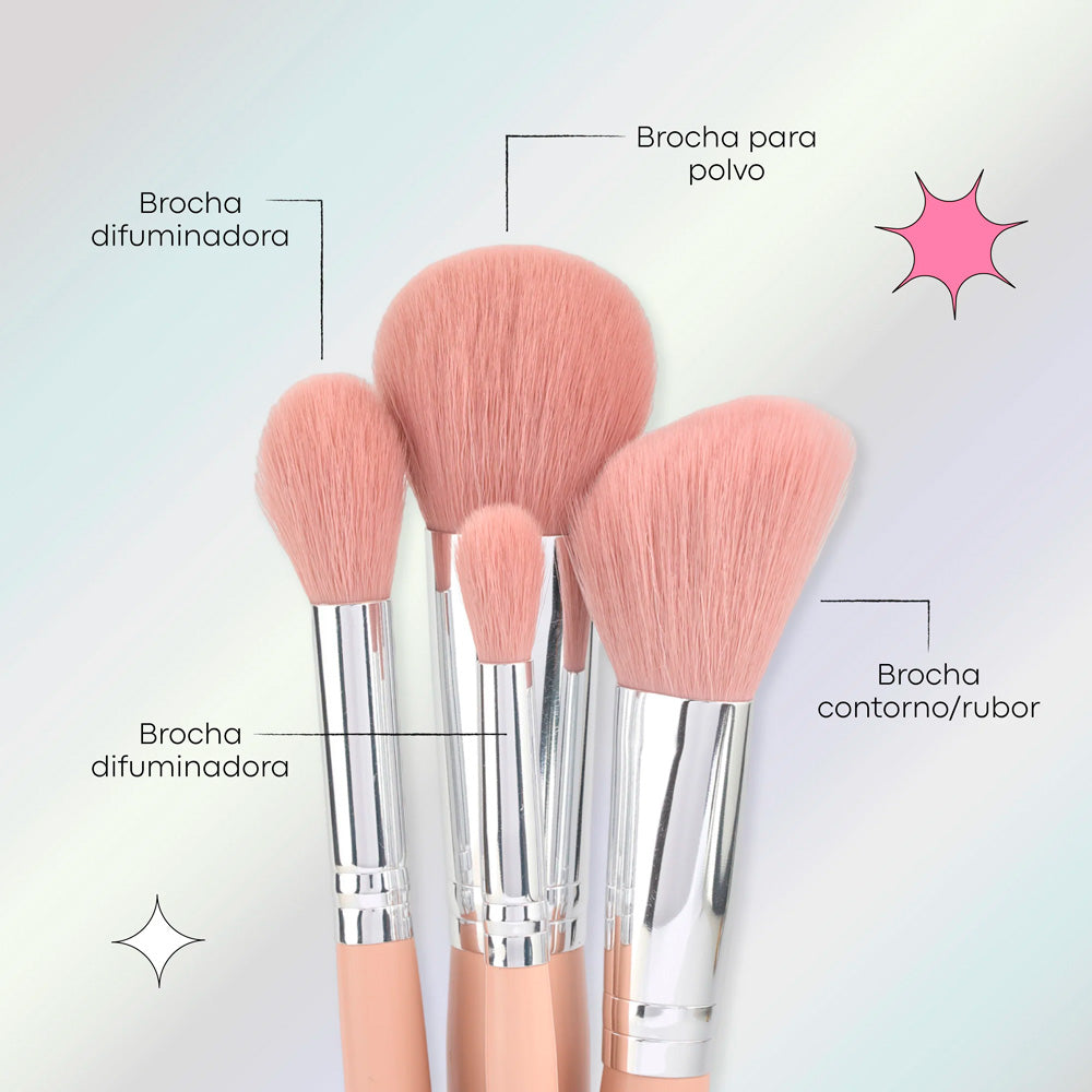Kit de Brochas Lula Rosy Compacto y Elegante 8pcs Imagen secundaria del producto