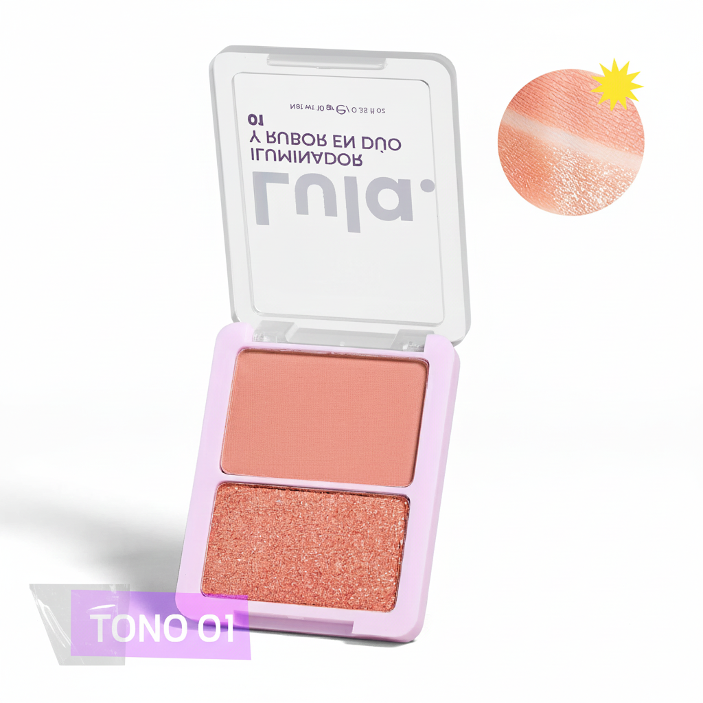 Iluminador y Rubor Lula Dúo Brillante y Natural 10g Tono 1