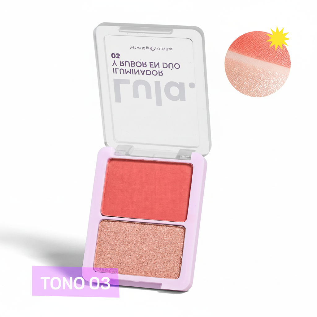 Iluminador y Rubor Lula Dúo Brillante y Natural 10g Tono 3