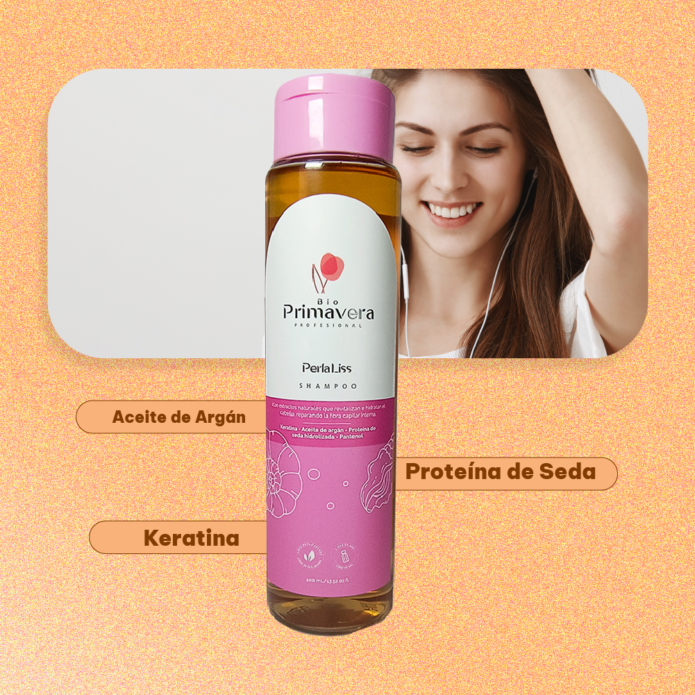 Shampoo Bioprimavera Perla Liss Protector Alisado 400 ml